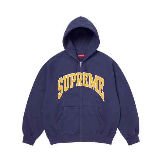 Supreme Cracked Raglan Zip Up Hooded Sweatshirt 'Washed Navy'
