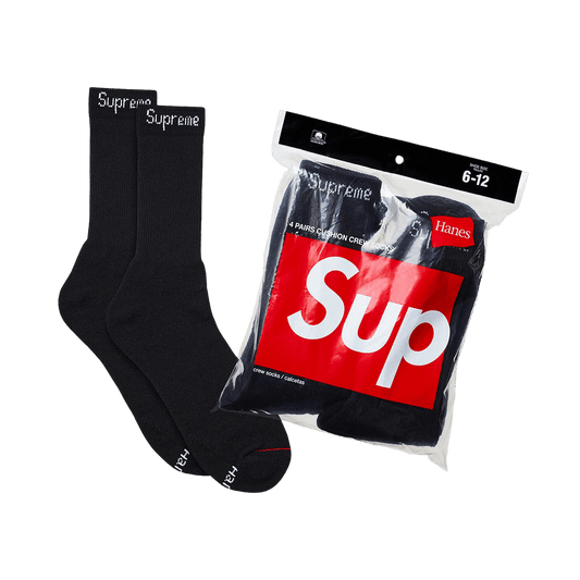 Supreme x Hanes Crew Socks (4 Pack) 'Black'