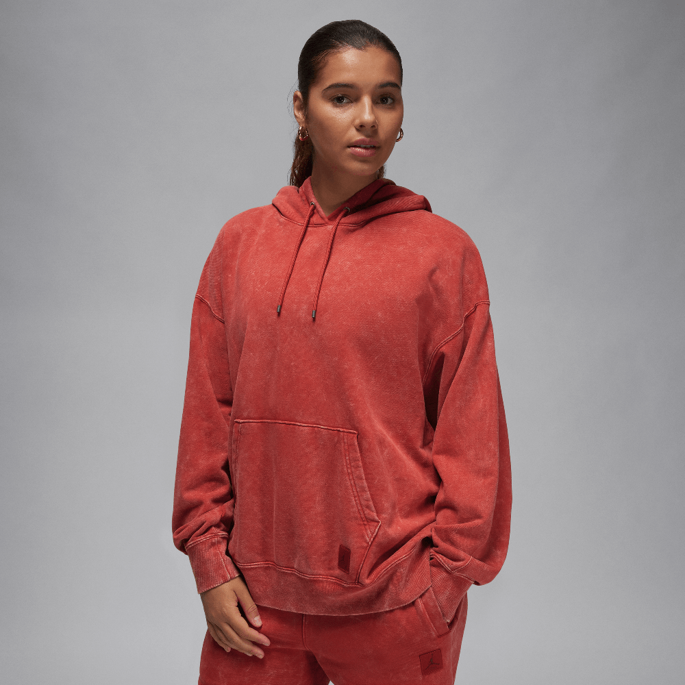 Jordan Flight Fleece Women's Satin-Lined Washed Hoodie Dune Red