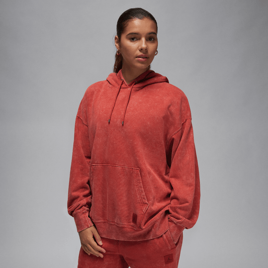 Jordan Flight Fleece Women's Satin-Lined Washed Hoodie Dune Red