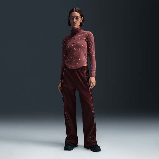 Nike Sportswear Collection Women's Slim 1/2-Zip Long-Sleeve Logo Top Red Sepia/Light Orewood Brown/Red Sepia