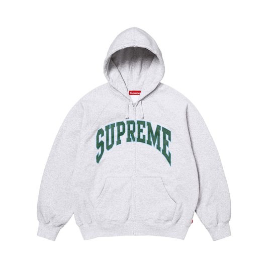 Supreme Cracked Raglan Zip Up Hooded Sweatshirt 'Ash Grey'